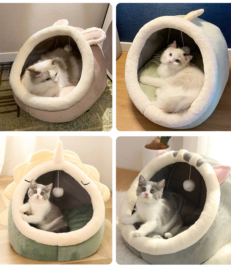 Cama para gatos com estampa animada - dobrável, removível e lavável