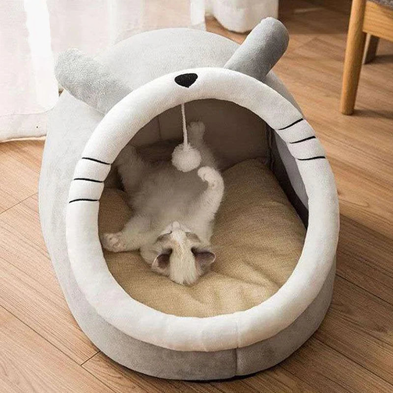 Cama para gatos com estampa animada - dobrável, removível e lavável